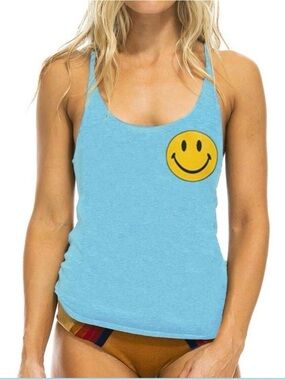 SOLD OUT - Aviator Nation Smiley Face Tank - Blue